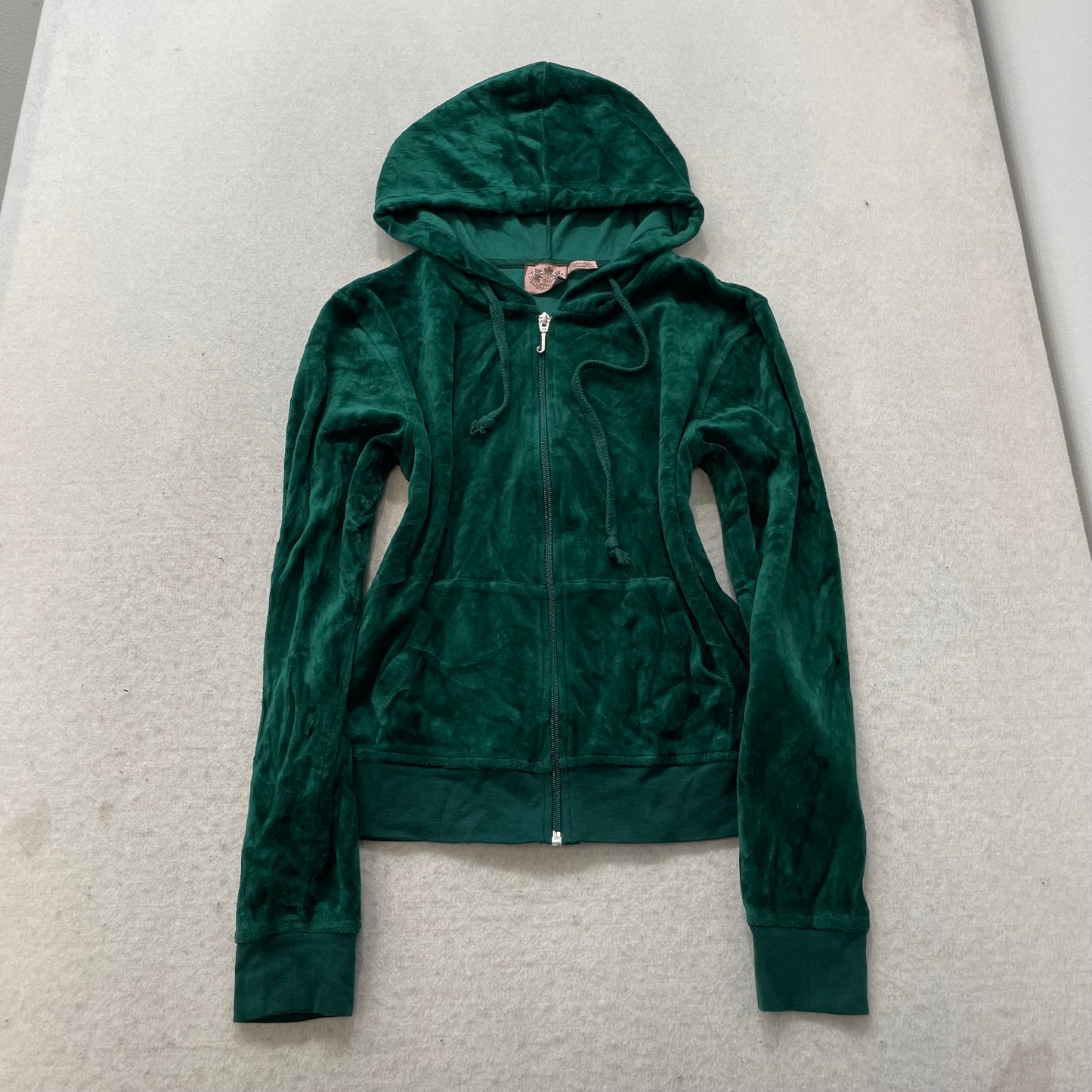Juicy Couture Women's Dark Green Velour Tracksuit Set Hoodie & Pant Size S/L