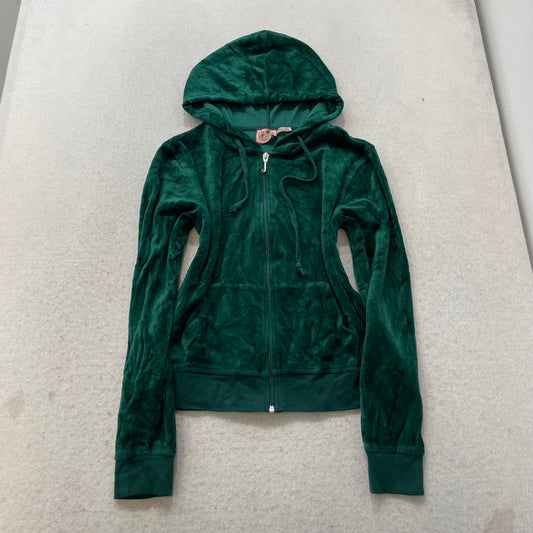 Juicy Couture Women's Dark Green Velour Tracksuit Set Hoodie & Pant Size S/L