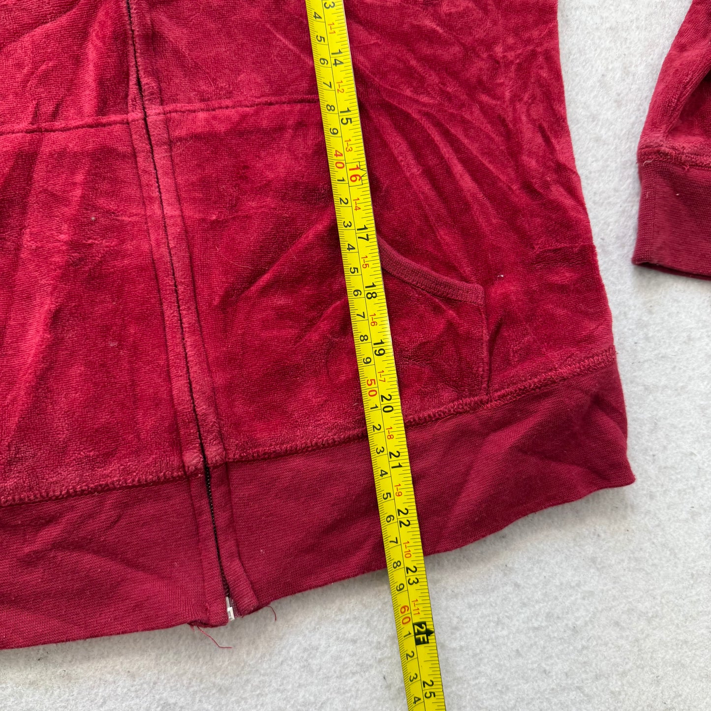 Vintage Juicy Couture "Scottie Dogs" Womens Burgundy Velour Zip Up Hoodie Size S