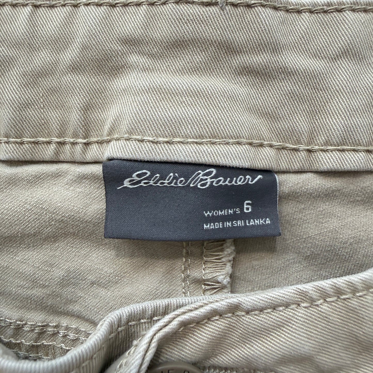 Eddie Bauer Women's Khaki Chino Pants Pockets Zip-Fly Relaxed Fit Casual Size 6