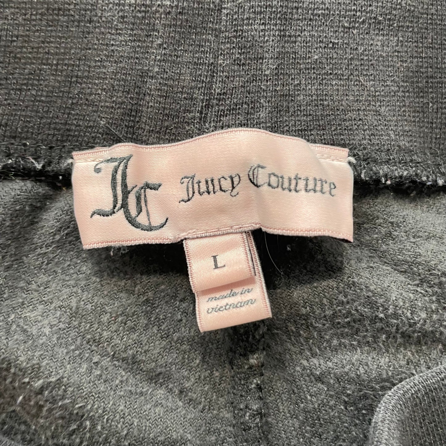 Juicy Couture Women's Charcoal Velour Flared Leg Track Pants Drawstring Size L