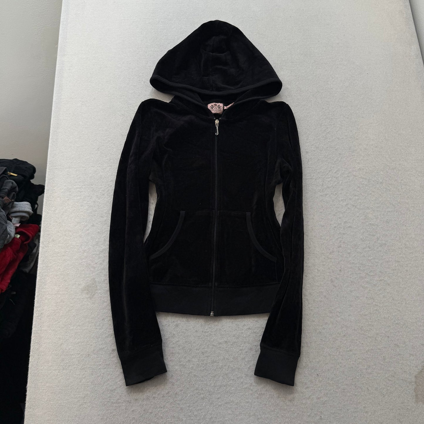 Juicy Couture Women's Black Velour Tracksuit Set Embroidered Butterfly Size S/M