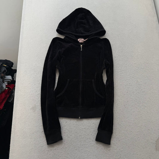 Juicy Couture Women's Black Velour Tracksuit Set Embroidered Butterfly Size S/M