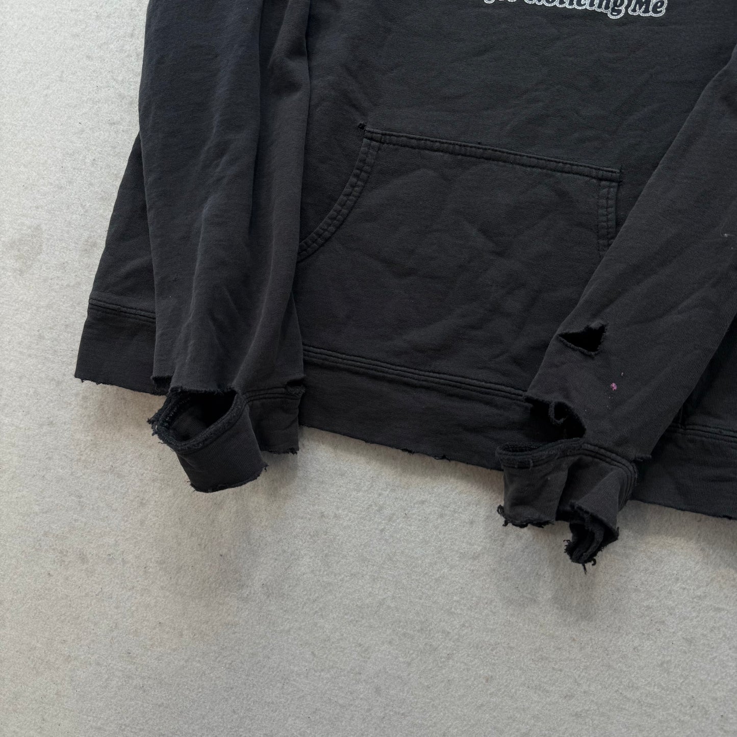 Vintage Disney Eeyore Thank for Noticing Me Graphic Black Distress Hoodie Size M