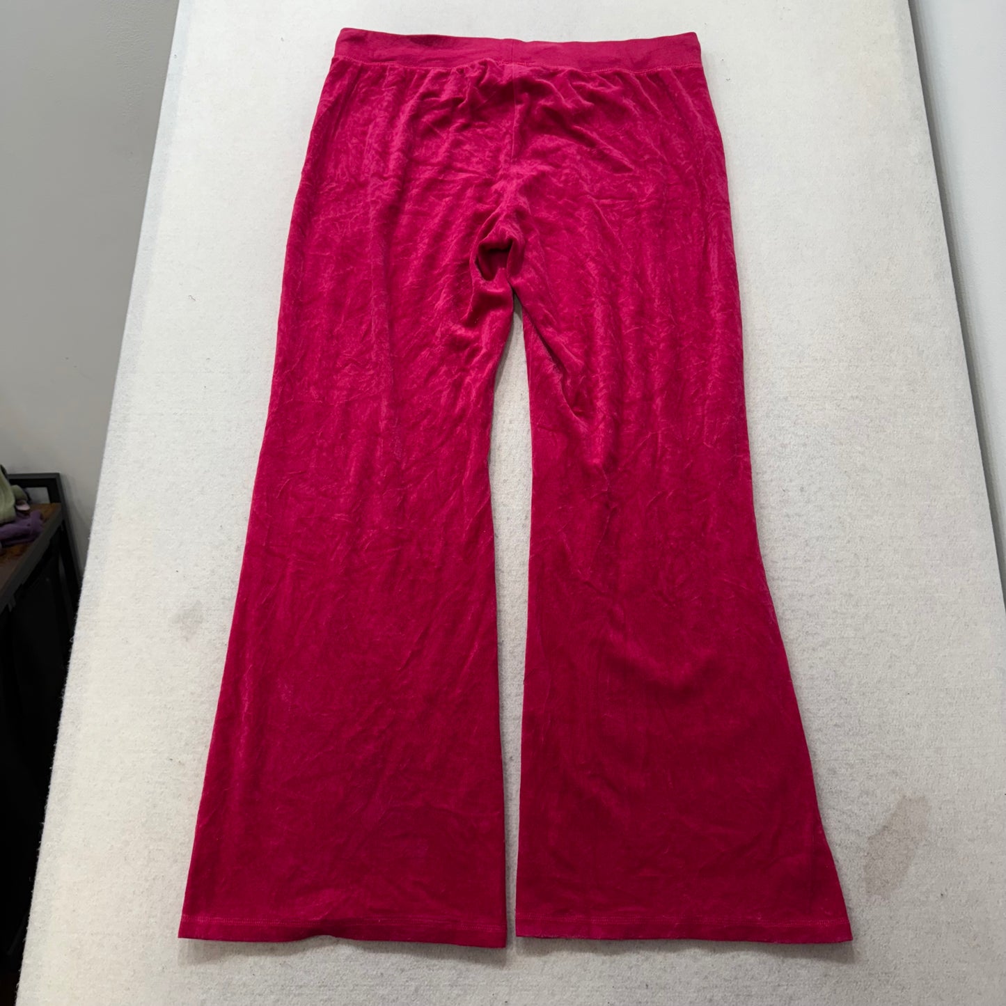 Juicy Couture Women's Dark Hot Pink Flare Track Pant Rhinestone Logo Y2K Size XL