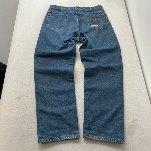 Carhartt B172 Men's Blue 100% Cotton Denim Relaxed Fit Jeans Workwear Size 36x32