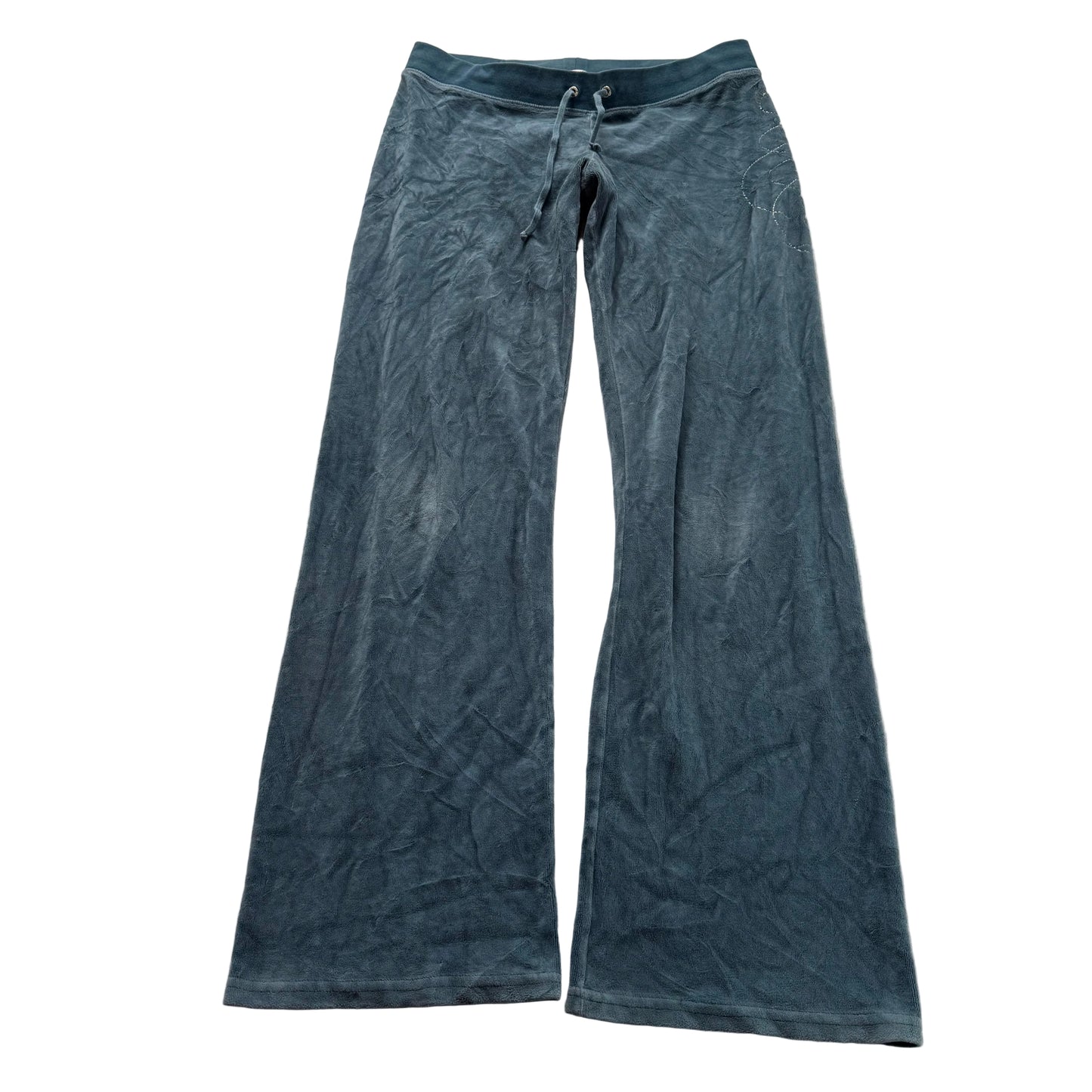 Juicy Couture Women's Slate Blue Velour Flared Leg Track Pants Loungewear Size S