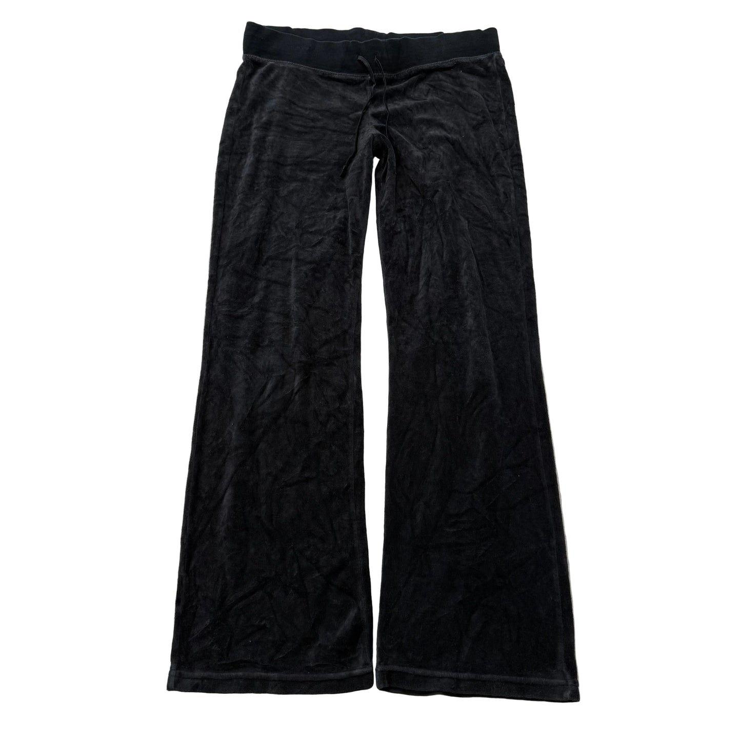 Vintage Juicy Couture Women's Black Velour Flared Track Pant Loungewear Size S