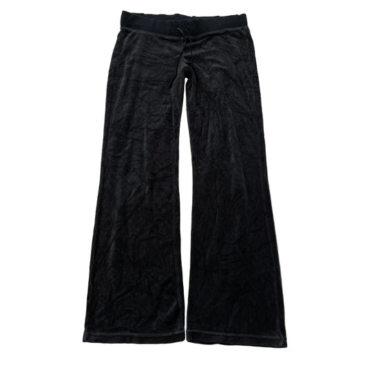 Vintage Juicy Couture Women's Black Velour Flared Track Pant Loungewear Size S