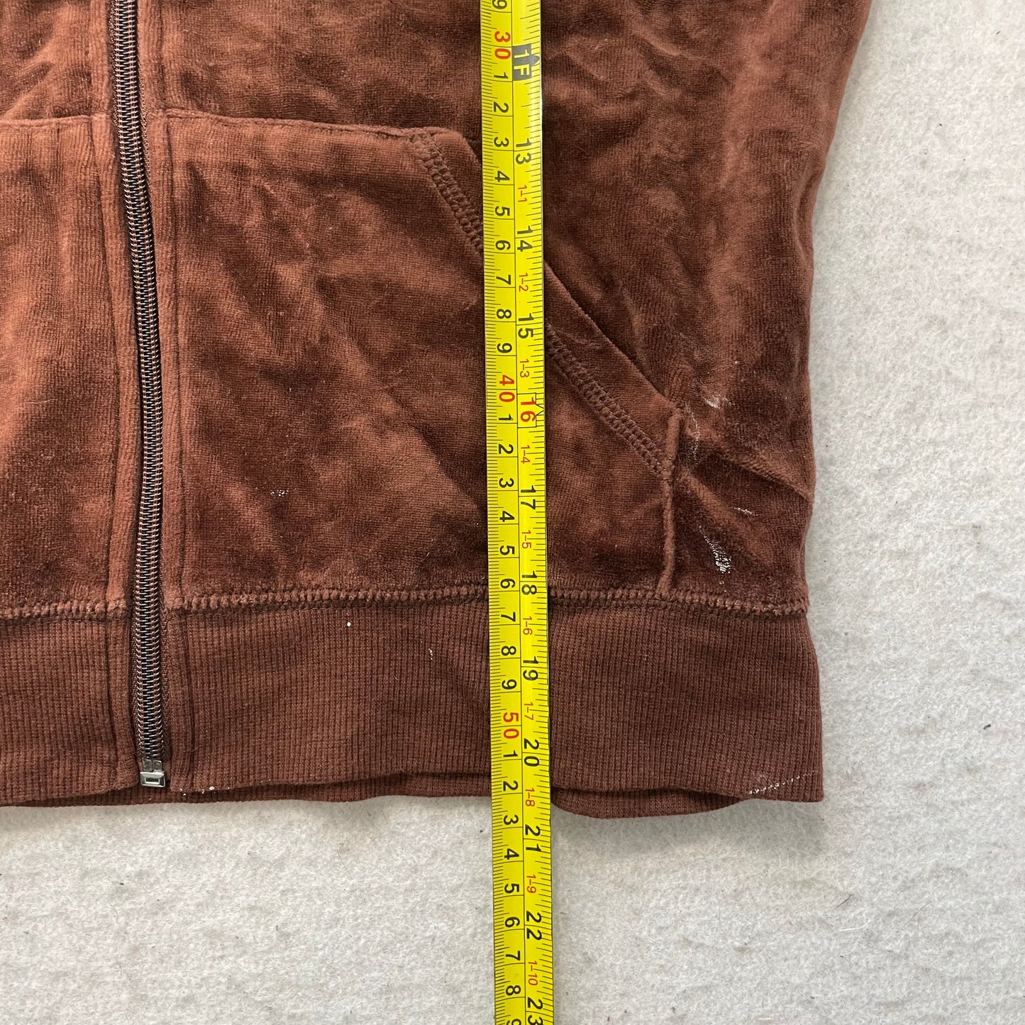 Vintage Juicy Couture Women's Dark Brown Velour Zip-Up Hoodie Loungewear Size S