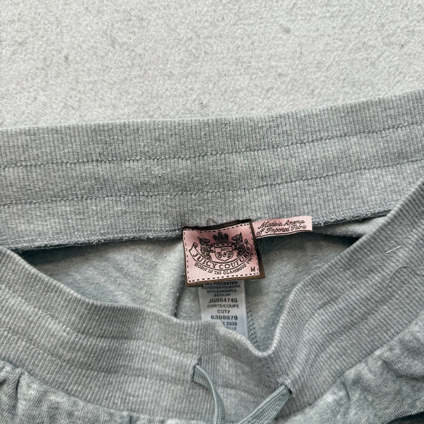 Juicy Couture Women's Heather Grey Velour Flared Track Pants Drawstring Size M