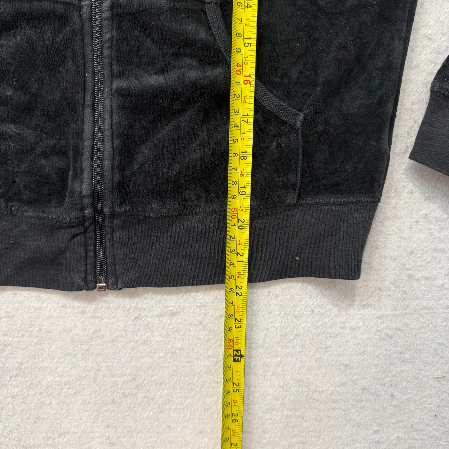 Vintage Juicy Couture Black Velour Tracksuit Set Zip Up Hoodie & Pant Y2K Size S