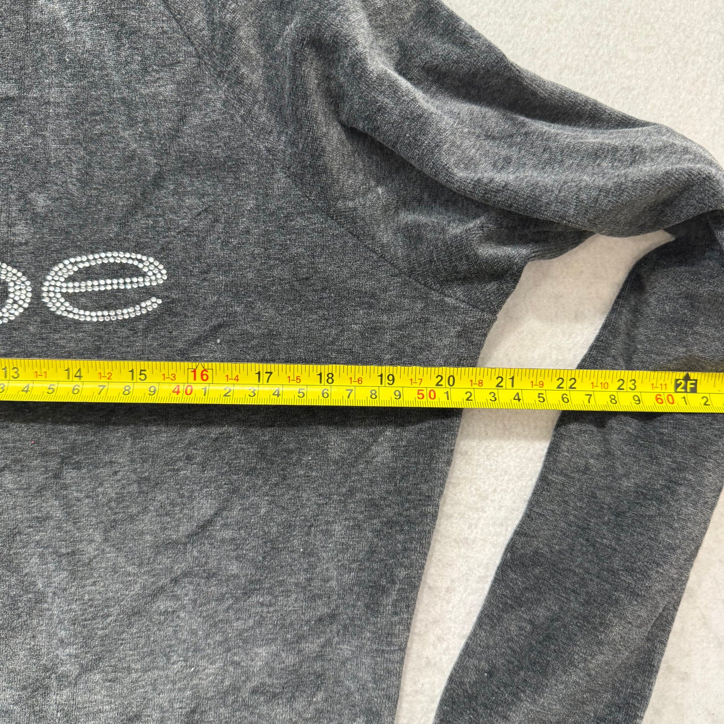 Bebe Sport Women's Gray Velour Zip-Up Hoodie Pockets Rhinestone Logo Y2k Size L