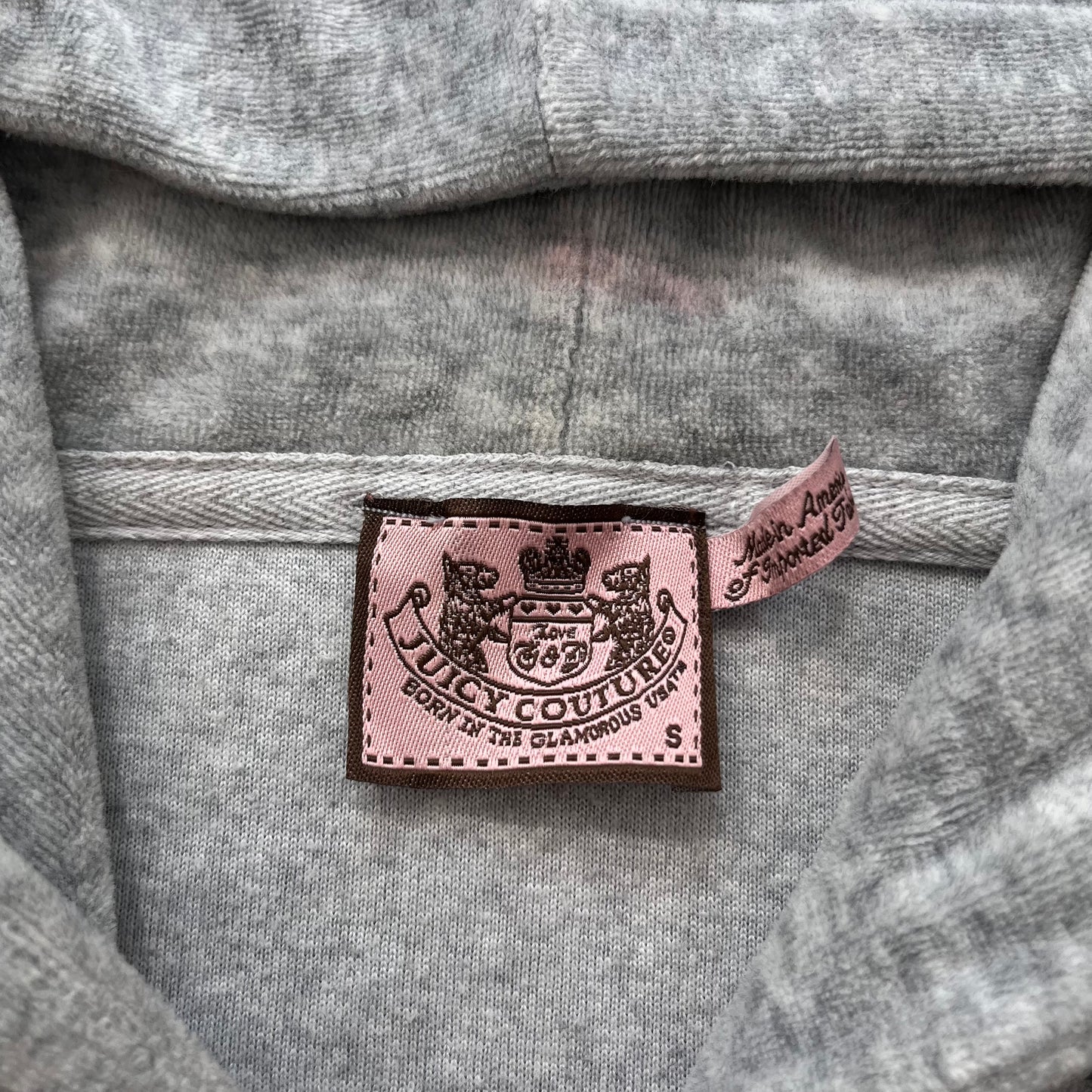 Juicy Couture Women's Heather Gray Velour Zip-Up Hoodie Y2K Long Sleeve Size S