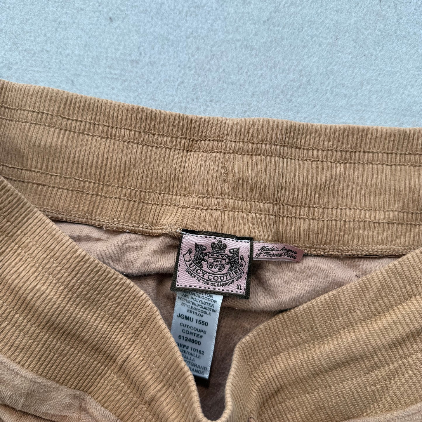 Juicy Couture Women's Tan Velour Flared Track Pants Bell Bottom Pockets Size XL
