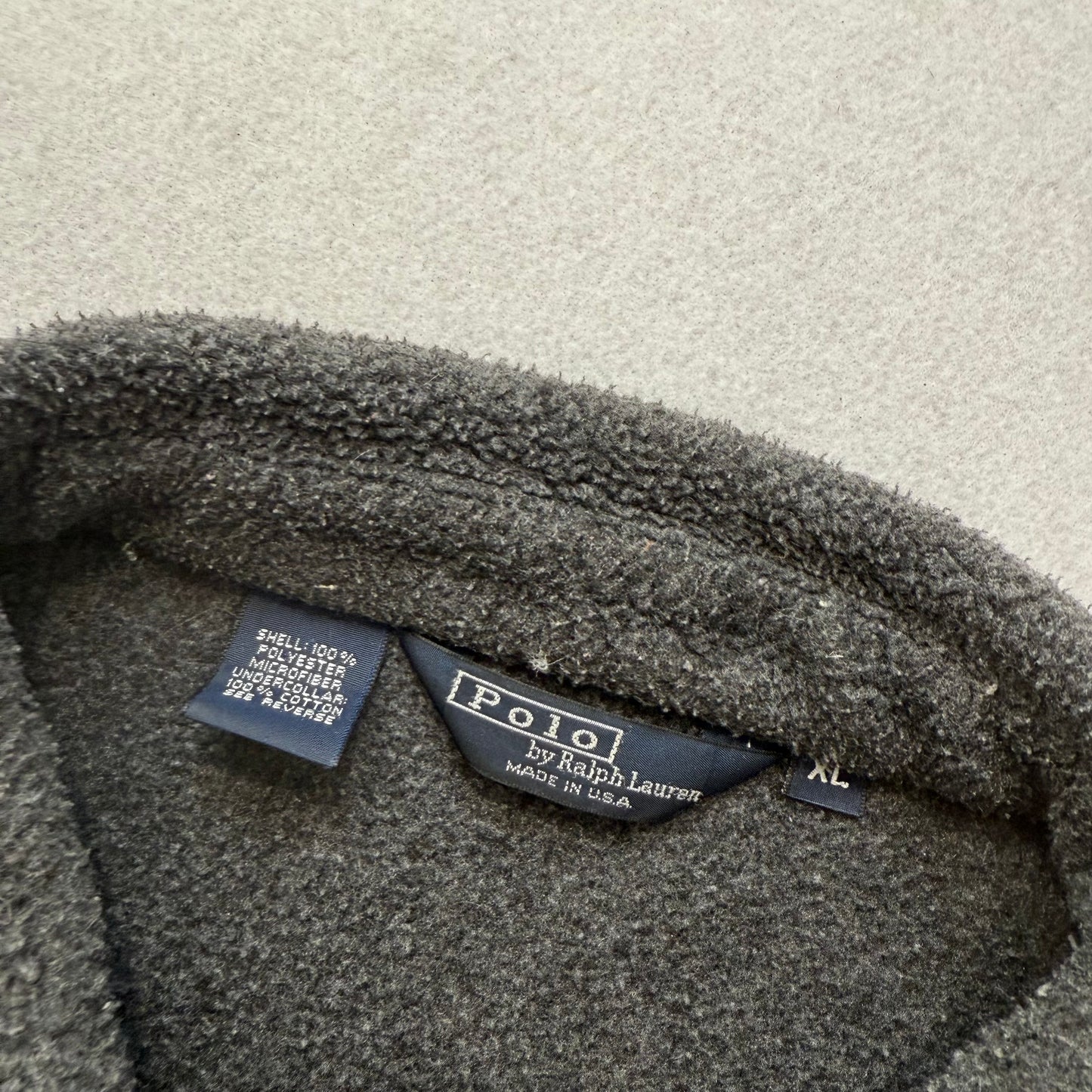 Polo Ralph Lauren Men's Dark Charcoal Full Zip Sherpa Fleece Jacket Boxy Size XL
