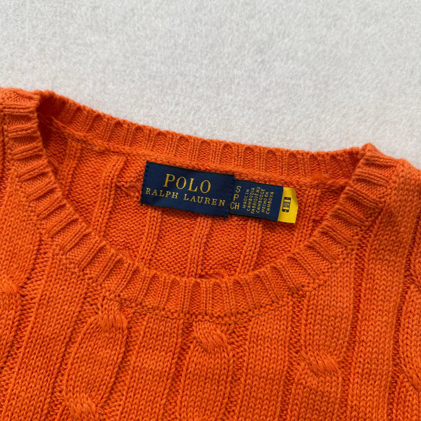 Polo Ralph Lauren Men's Orange Cable-Knit Sweater Heritage Style Logo Size S NWT