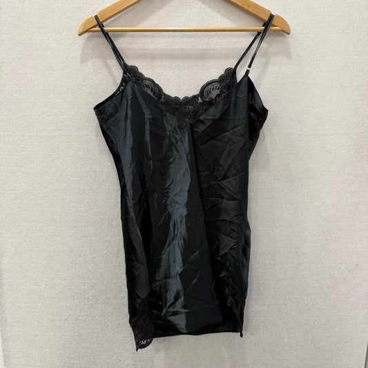 Victoria's Secret Black Lingerie Slip Dress Satin Chemise Slip Lace Size S