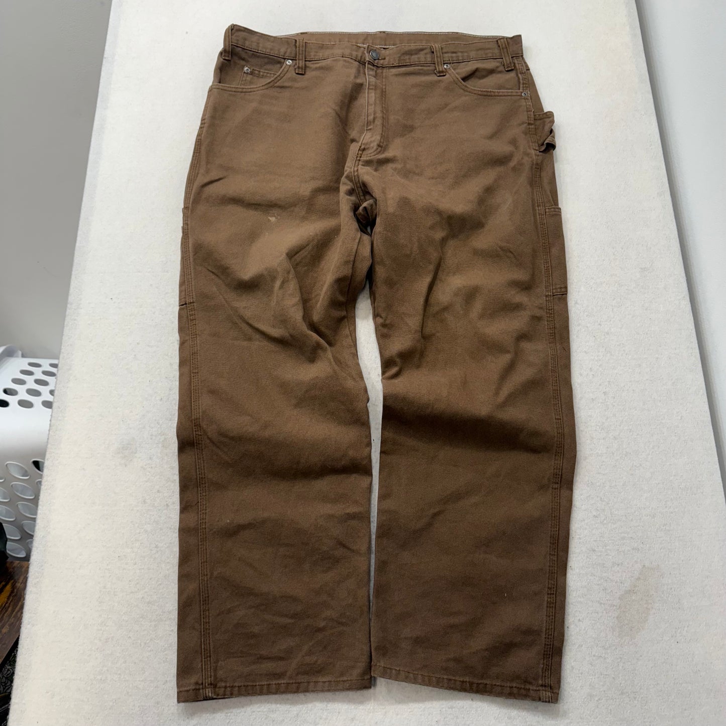 Dickies Men's Brown Cotton Wide Leg Baggy Carpenter Pants Hammer Loop Size 40