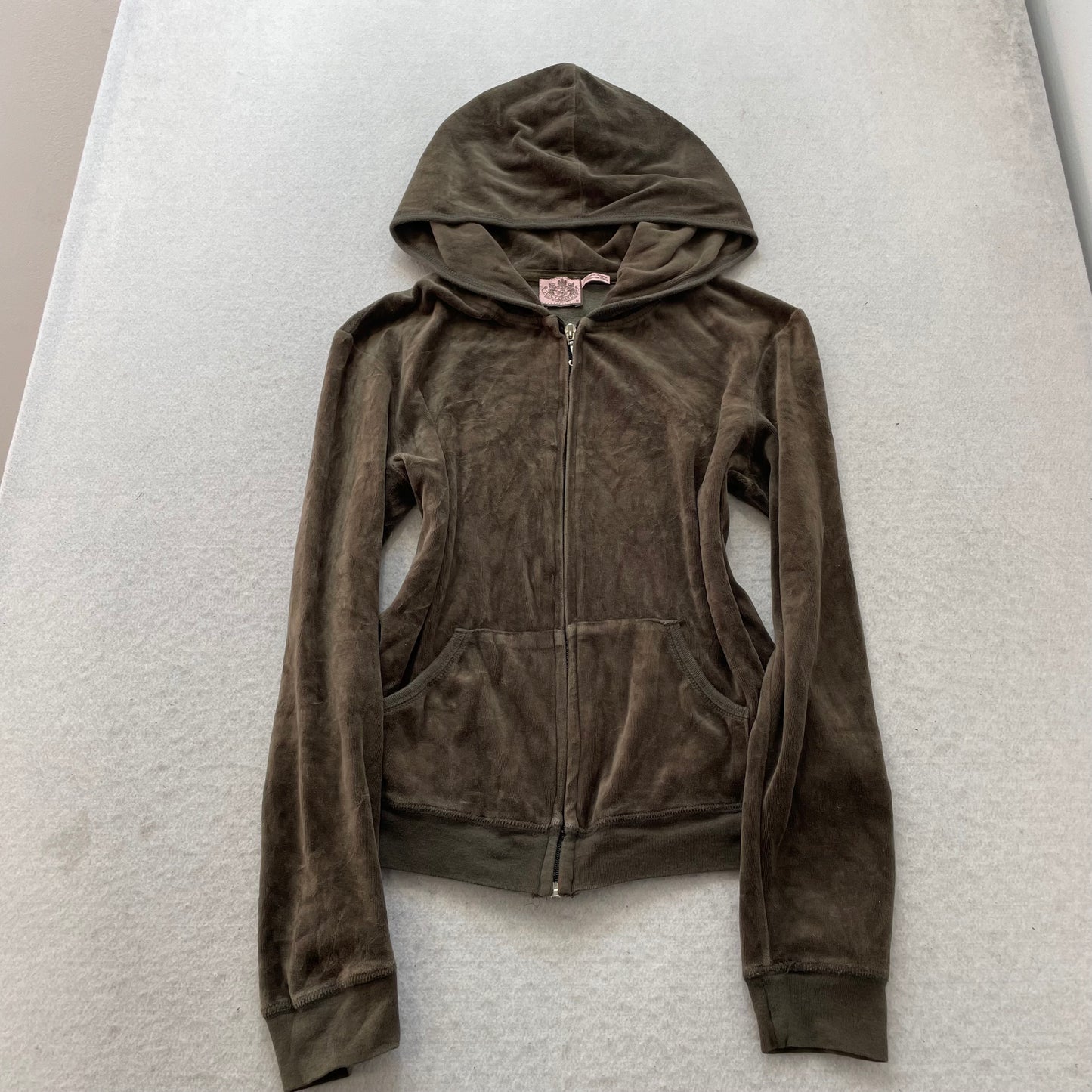Juicy Couture Scottie Dogs Women's Brown Velour Zip-Up Hoodie Rhinestones Size M