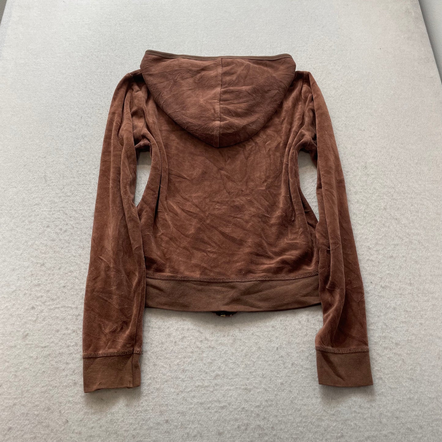Vintage Juicy Couture Women's Brown Velour Full Zip Hoodie Loungewear Size L