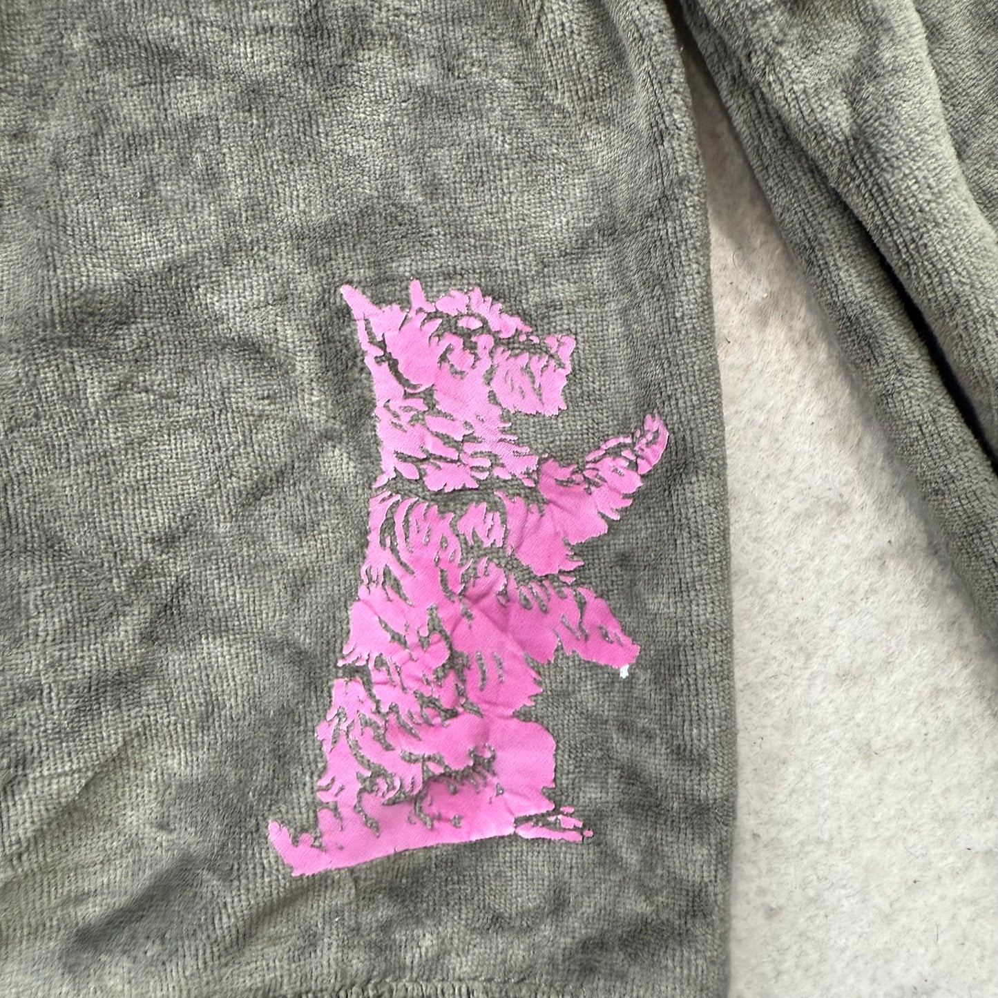 Juicy Couture Women's Dark Gray Velour Full Zip Hoodie Scottie Dog Logo Size M