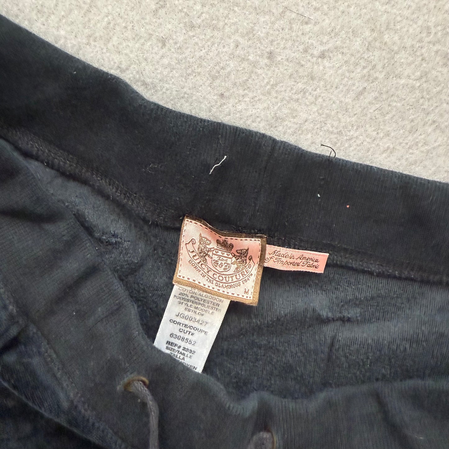 Juicy Couture Women's Black Velour Flared Track Pants Drawstring Pockets Size M