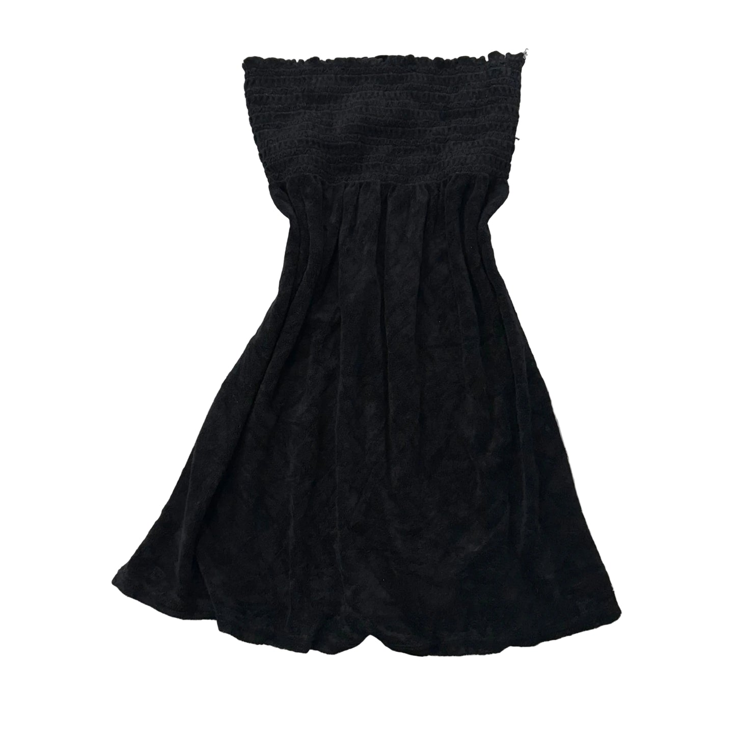 Juicy Couture Women Black Terry Cloth Smocked Tube Dress Strapless Casual Size M