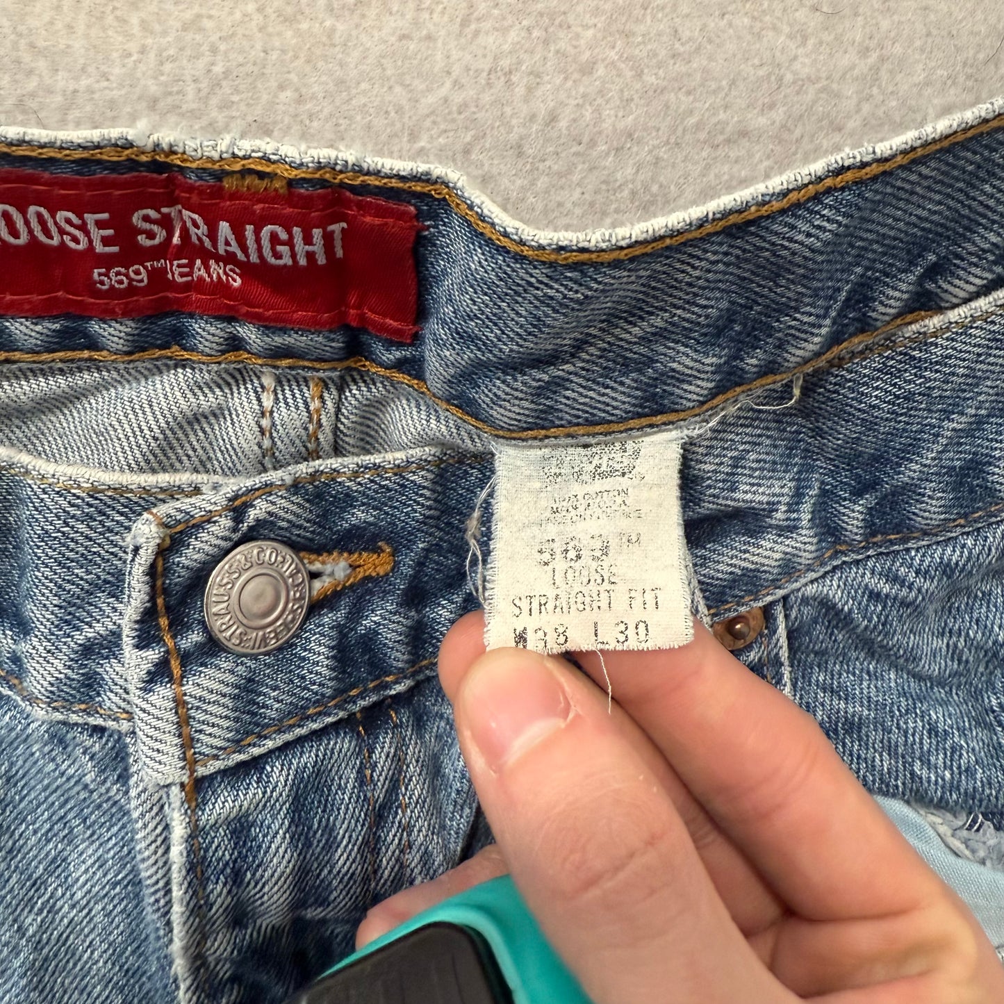 Levi's Strauss & Co. 569 Men's Faded Blue Denim Loose Straight Leg Jeans Size 38