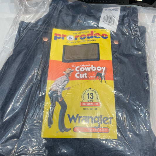 Wrangler Original Cowboy Cut 13MWZ Dark Indigo Blue Denim Jeans 100% Cotton Size 32x34