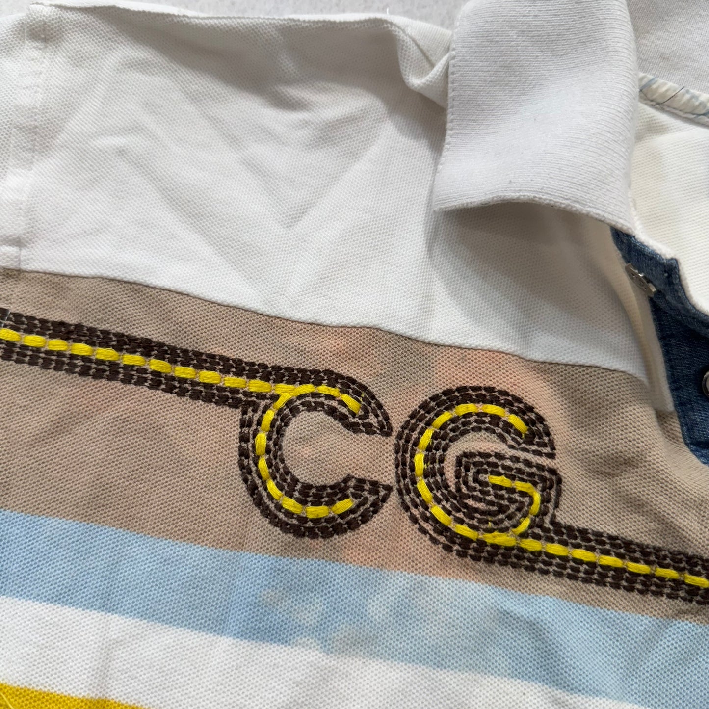 Coogi Mens White Cotton Polo Shirt Short Sleeves Streetwear Hip Hop Logo Size XL