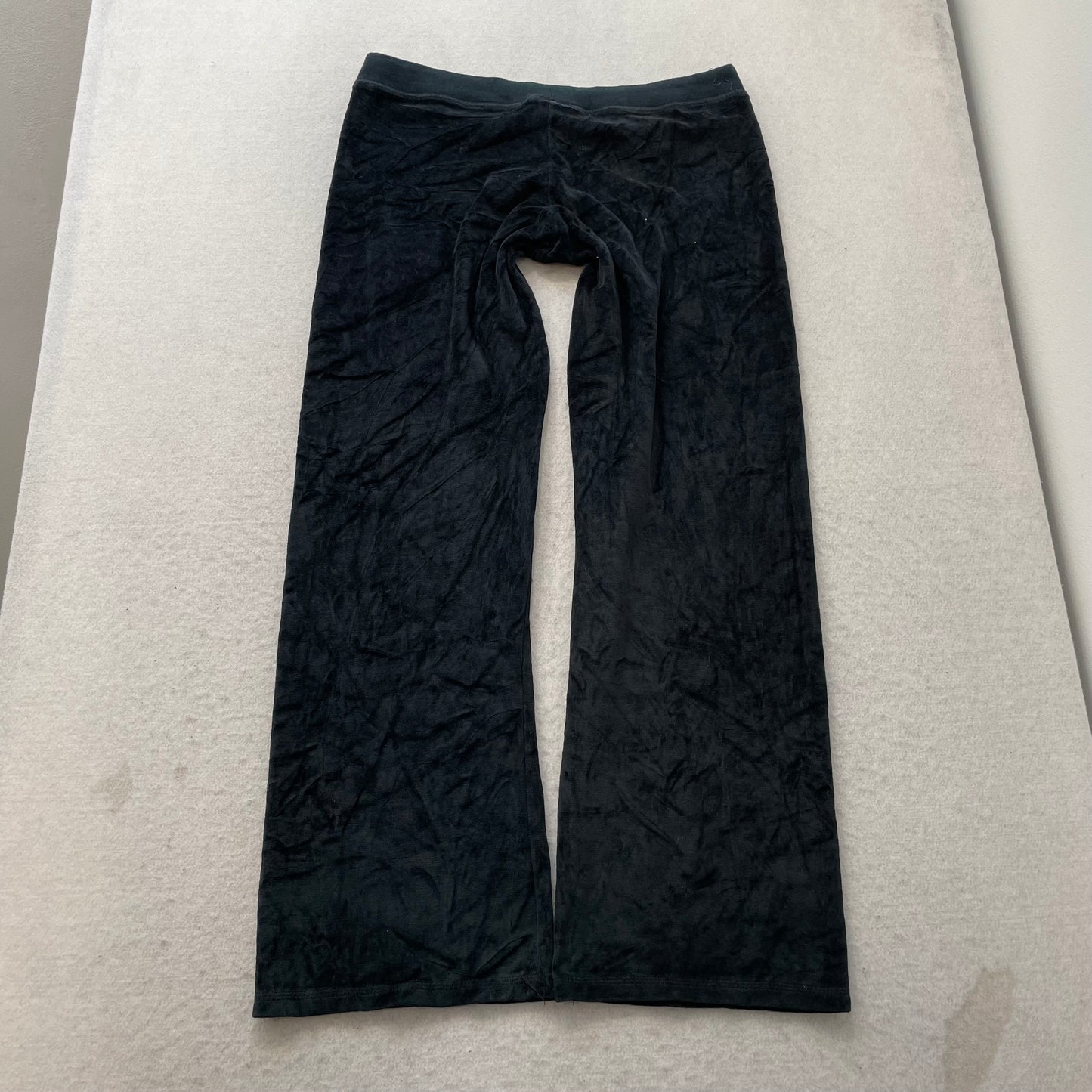 Juicy Couture Women's Charcoal Velour Flared Track Pant Rhinestones Logo Size M