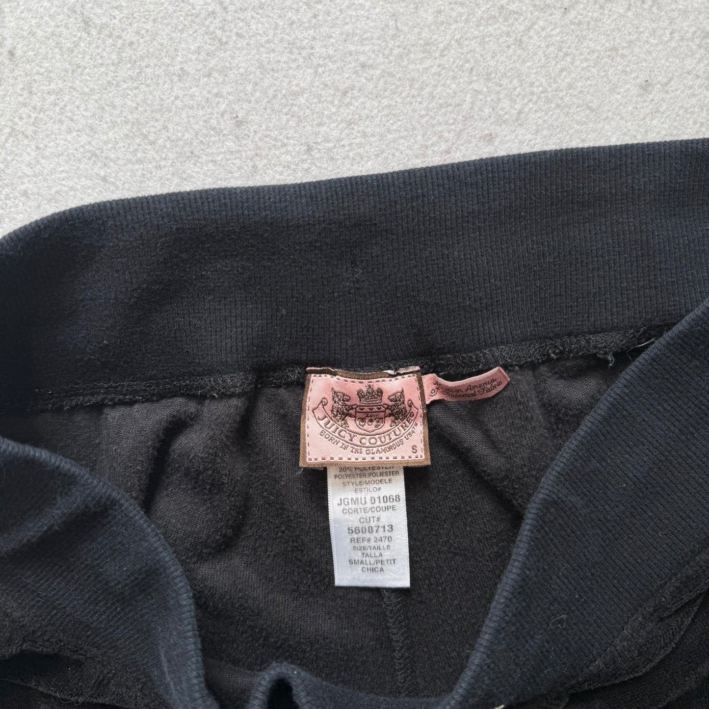 Vintage Juicy Couture Women's Black Velour Flared Track Pants Drawstring Size S