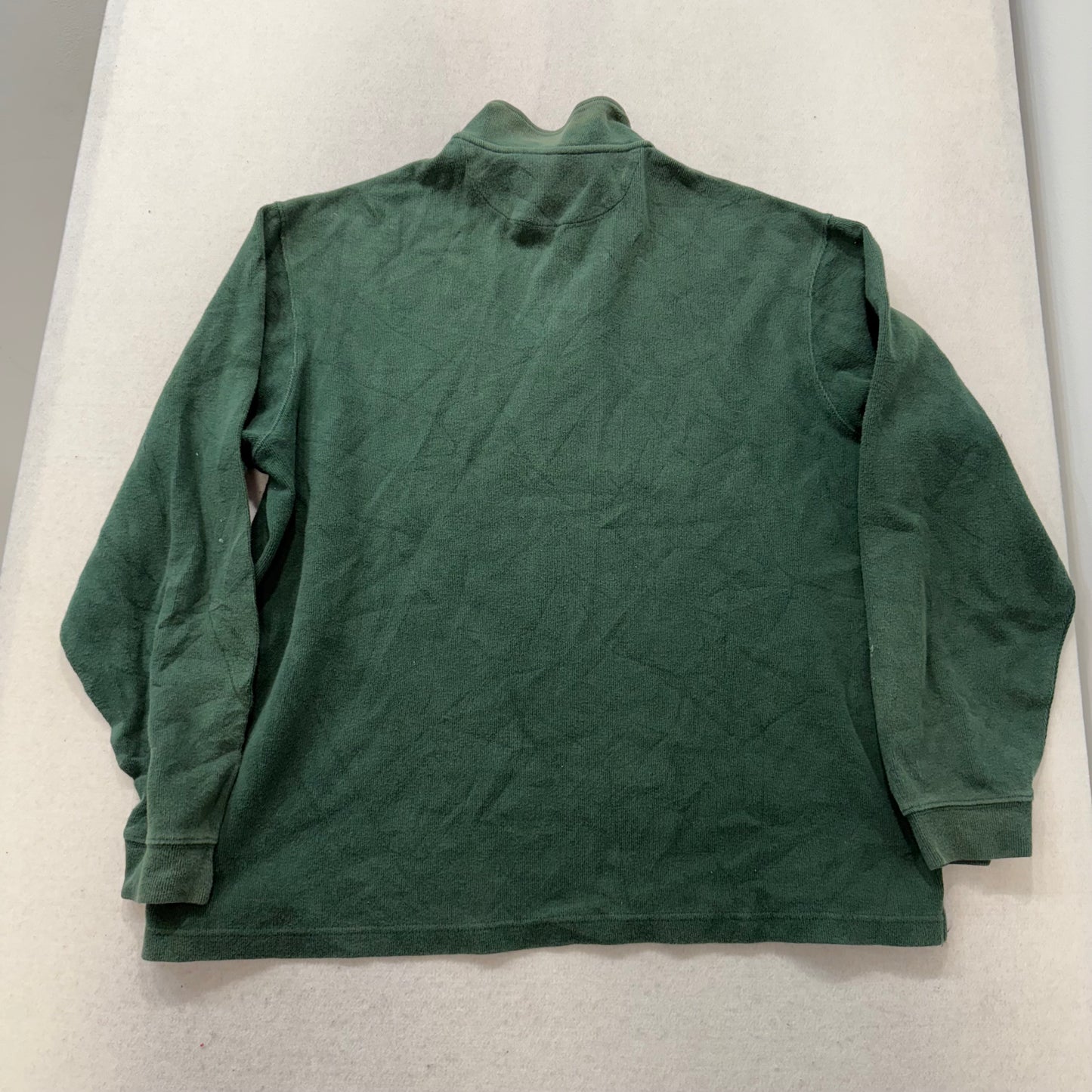 Chaps Ralph Lauren Men's Pine Green Cotton Pullover Sweater Quarter Zip Size XL