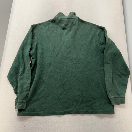 Chaps Ralph Lauren Men's Pine Green Cotton Pullover Sweater Quarter Zip Size XL