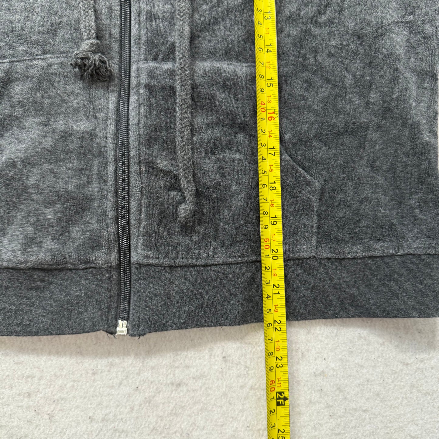 Juicy Couture Women Charcoal Grey Velour Tracksuit Set Hoodie & Pant Y2k Size XL