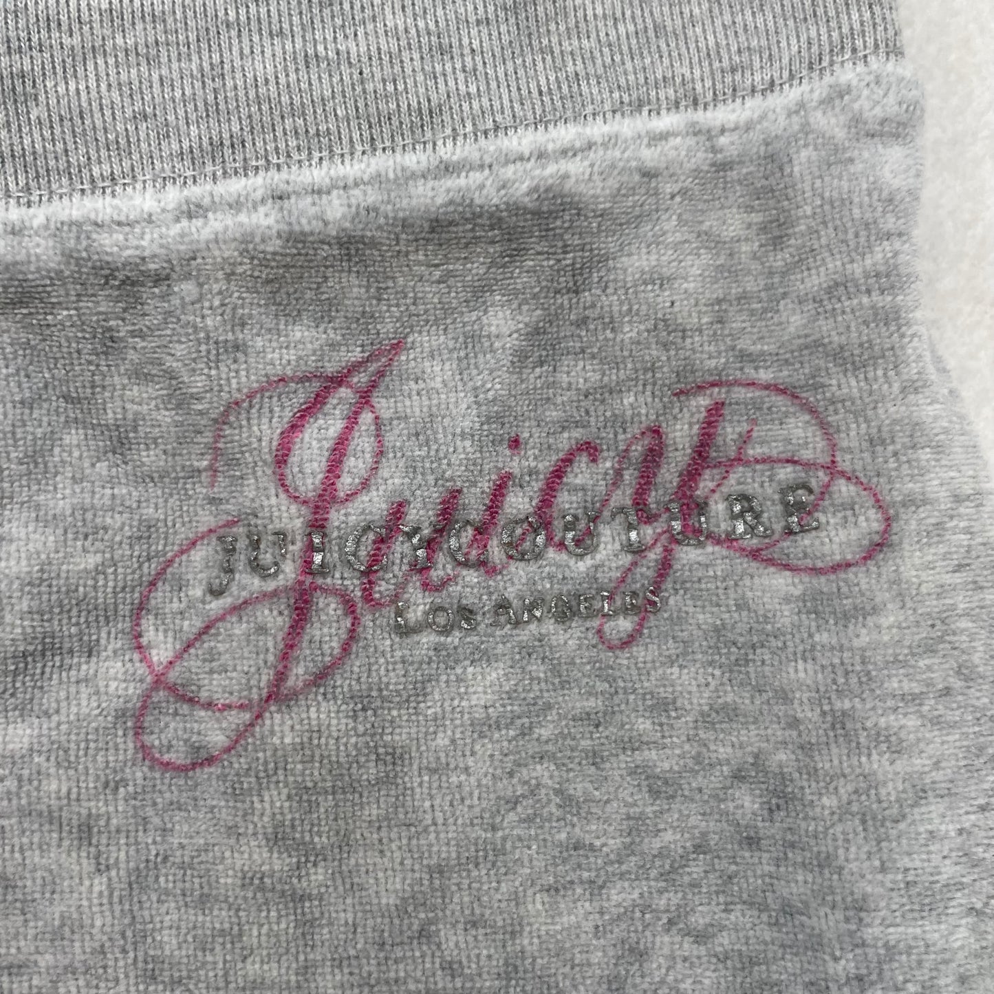Juicy Couture Women's Heather Gray Velour Flared Track Pant Logo Preppy Size 14