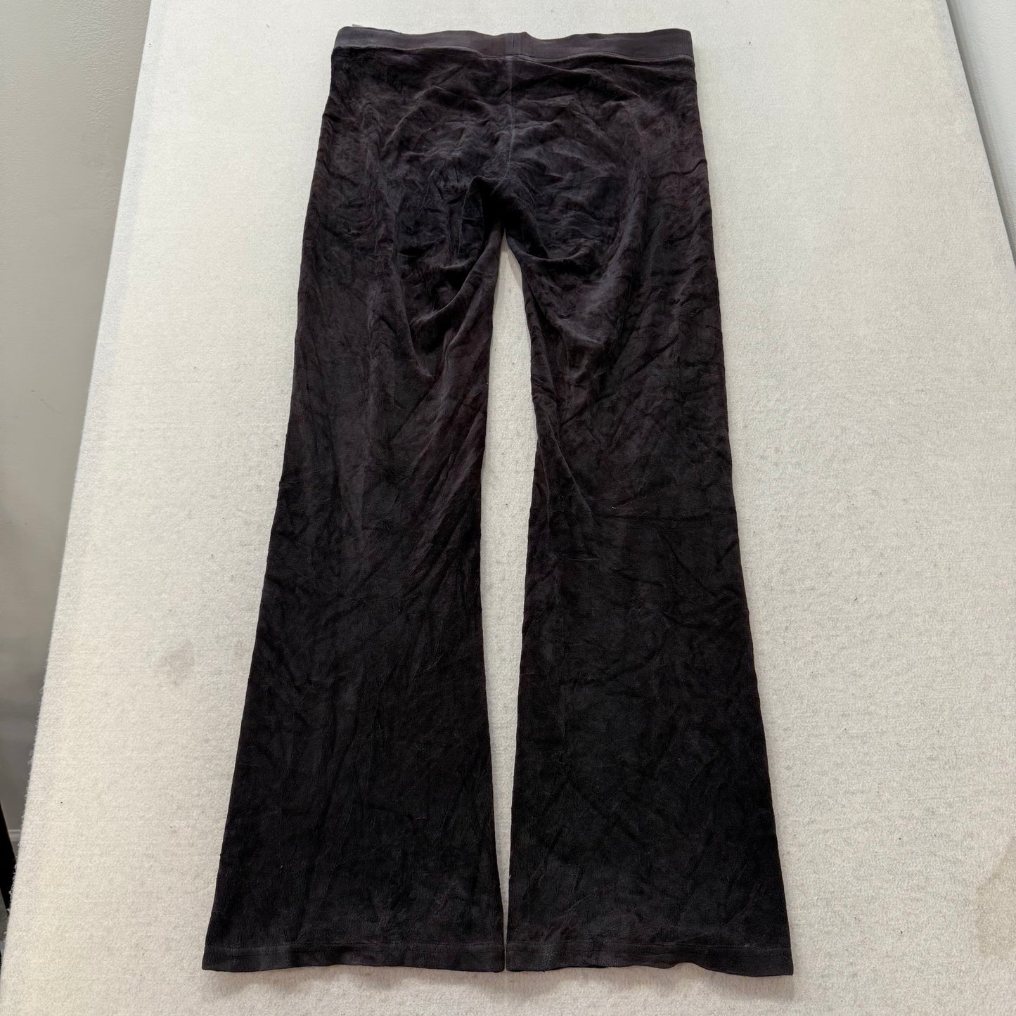 Juicy Couture Women's Faded Black Velour Flare Track Pant Loungewear Y2k Size XS