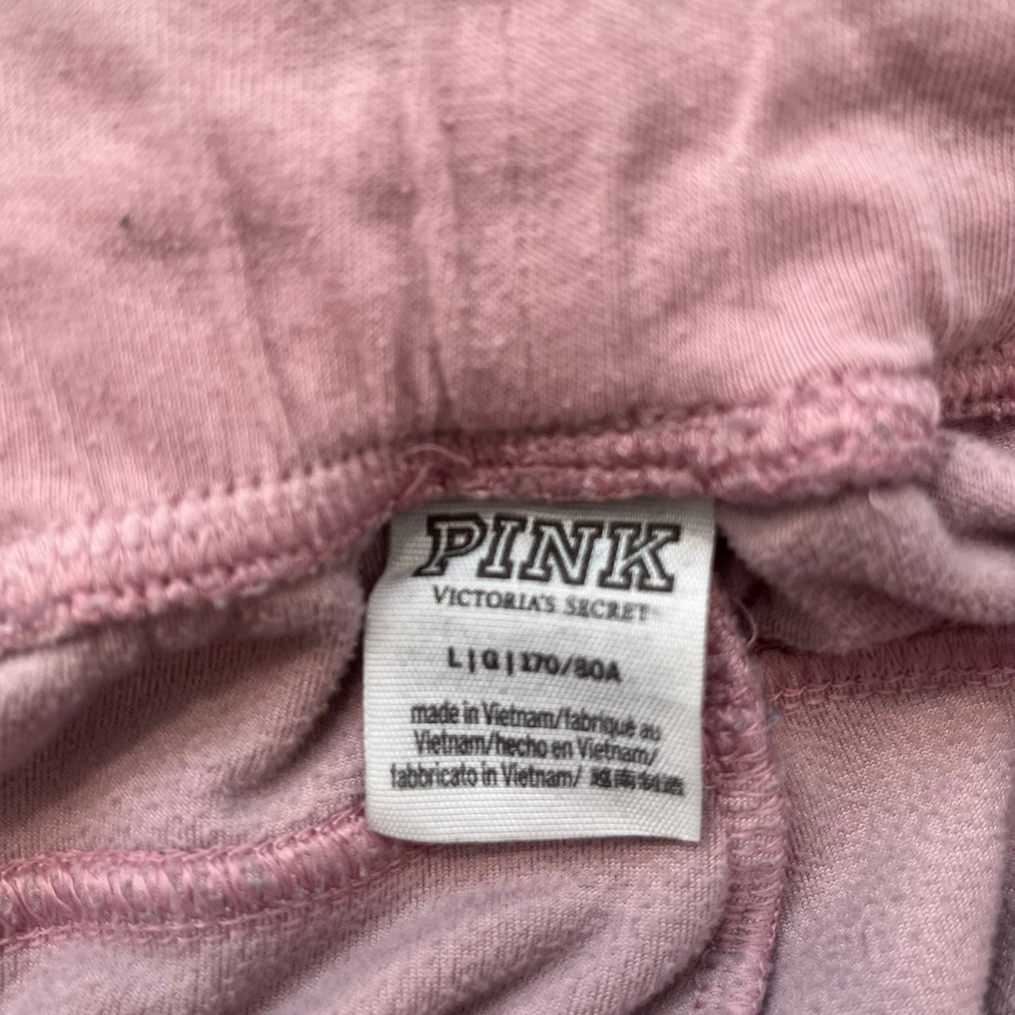 Victoria's Secret PINK Women Mauve Velour Jogger Sweatpants Ankle Zip Size L