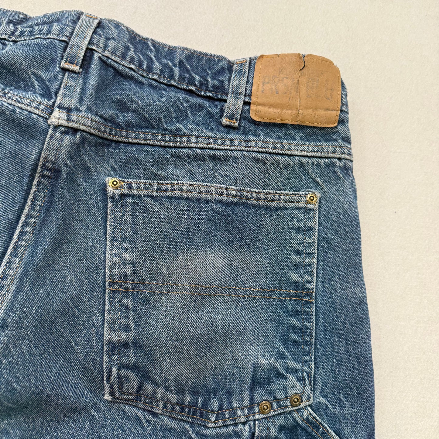 Vintage Prison Blues Men's Blue Denim Double Knee Carpenter Work Jeans Size 37