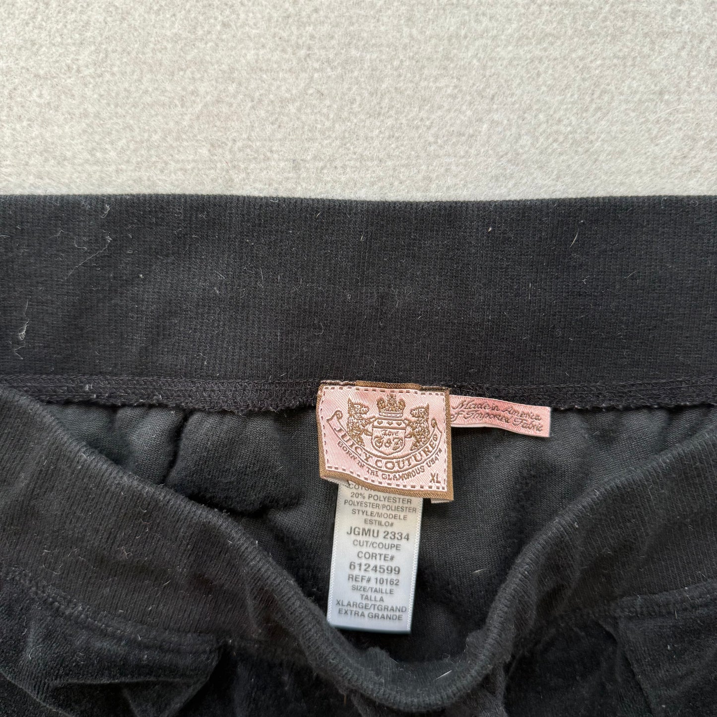 Juicy Couture Women's Black Velour Flared Track Pants Drawstring Pockets Size XL