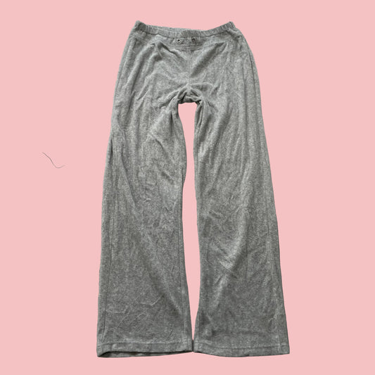 Vintage Juicy Couture Womens Hetaher Gray Velour Flared Track Pant Casual Size S