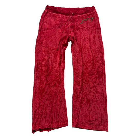 Vintage Juicy Couture Women's Astor Red Velour Flared Track Pant Logo Y2K Size L