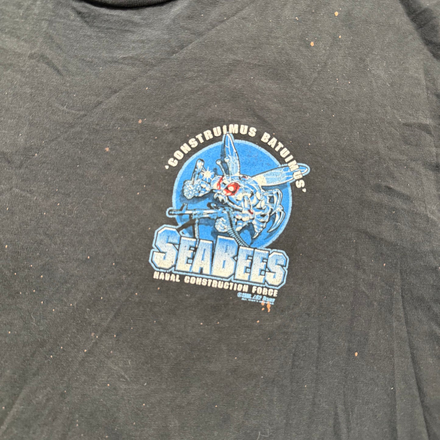 Vintage 7.62 Design US Navy Seabees Superbee Men's Black Graphic T-Shirt Size L
