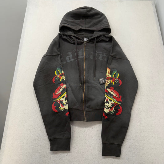 Ed Hardy men’s Black Tracksuit Set Zip-Up Hoodie & Drawstring Pants Size M