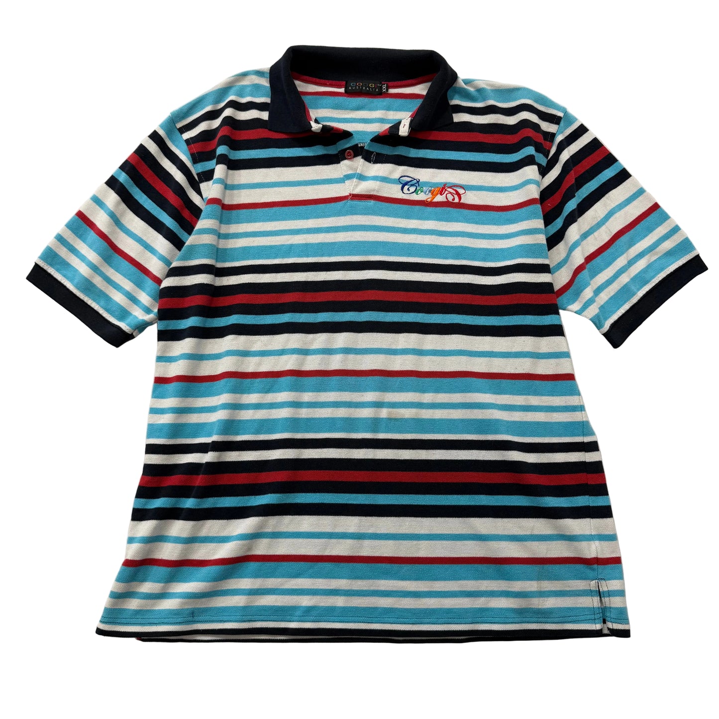 Coogi Australia Men's Multicolor Striped Cotton Short Sleeve Polo Shirt Size 2XL