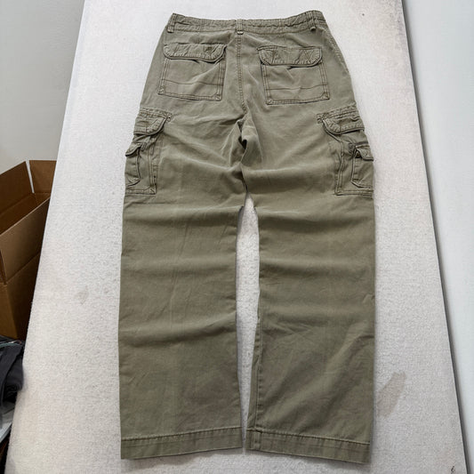 Unionbay Men's Sage Green Cargo Pants Drawstring Pockets Zip-Fly Relaxed Size 34
