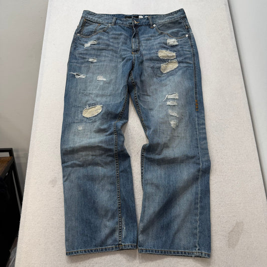 Rocawear Men’s Blue Denim Baggy Original Fit Jeans Distressed Patched Y2K Size 42