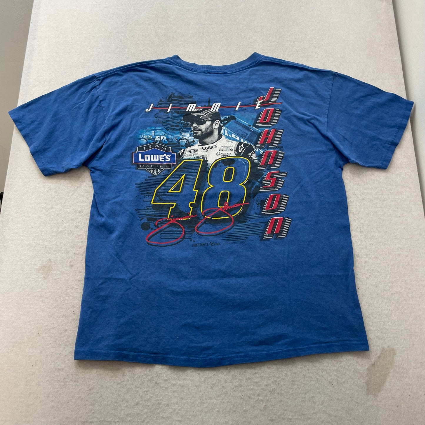 Jimmie Johnson's #48 NASCAR Chase Men's Blue Cotton T-Shirt Short Sleeve Size XL