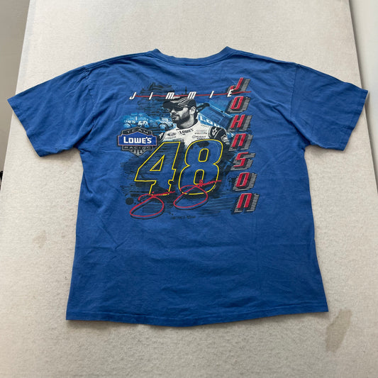 Jimmie Johnson's #48 NASCAR Chase Men's Blue Cotton T-Shirt Short Sleeve Size XL